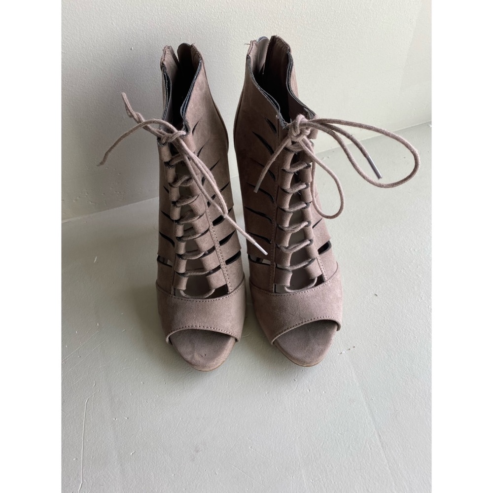Fergalicious Lace Up Heeled Booties